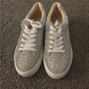 Betsey Johnson Glittering Silver Sneakers